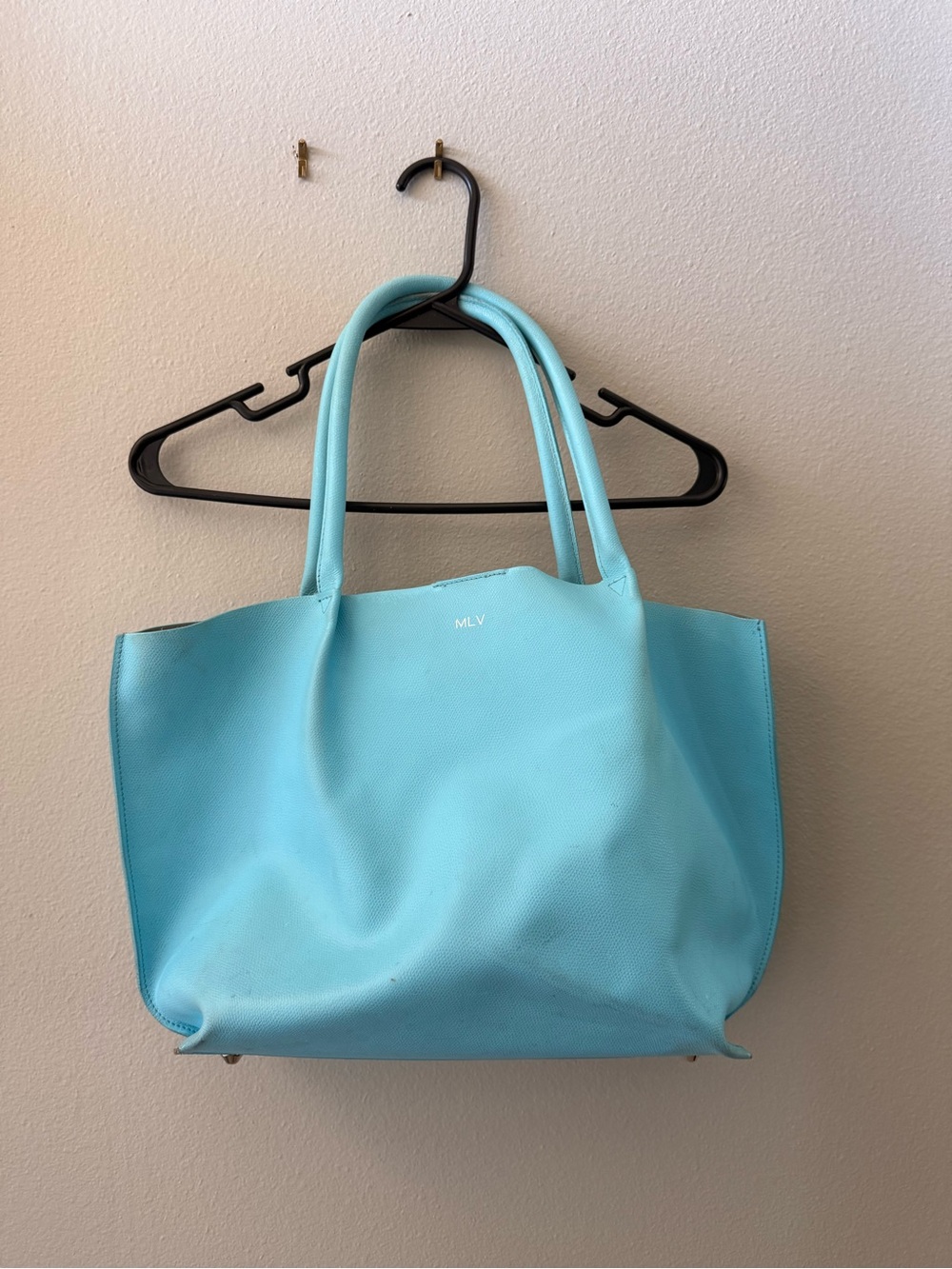 Mark & Graham The MIA Italian Leather Turquoise Tote Bag Monogram MLV